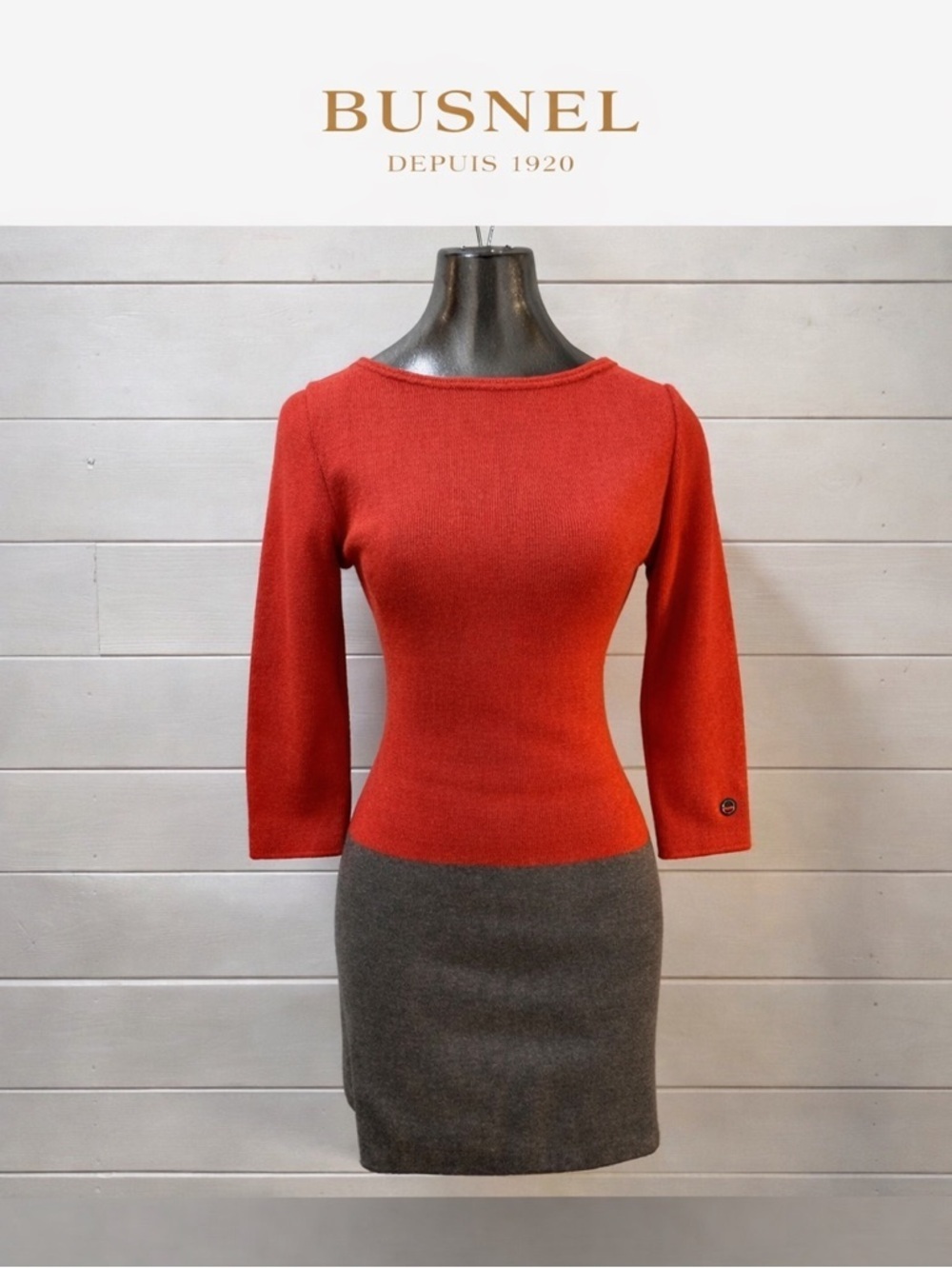 BUSNEL Red Wool Mini Dress Size 38 (Small)|